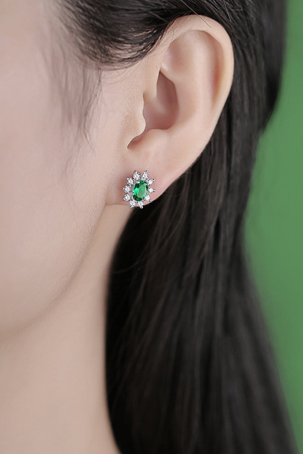 1 Carat Lab-Grown Emerald Stud Earrings